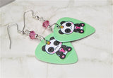 Pandacorn Guitar Pick Earrings with Pink AB Swarovski Crystals