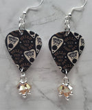 Spirit Board Planchettes Guitar Pick Earrings with Metallic Sunshine Swarovski Crystal Dangles