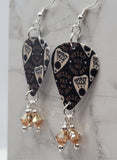 Spirit Board Planchettes Guitar Pick Earrings with Metallic Sunshine Swarovski Crystal Dangles