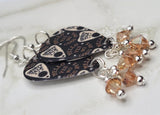 Spirit Board Planchettes Guitar Pick Earrings with Metallic Sunshine Swarovski Crystal Dangles