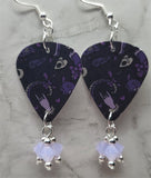 Occult Guitar Pick Earrings with Violet Opal Swarovski Crystal Dangles