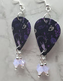 Occult Guitar Pick Earrings with Violet Opal Swarovski Crystal Dangles