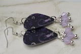 Occult Guitar Pick Earrings with Violet Opal Swarovski Crystal Dangles