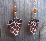 Giraffe Pattern Guitar Pick Earrings with Topaz Swarovski Crystals