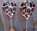 Giraffe Guitar Pick Earrings with Rhinestone Dangles