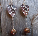 Giraffe Guitar Pick Earrings with Rhinestone Dangles