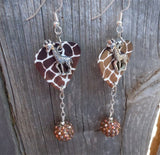 Giraffe Guitar Pick Earrings with Rhinestone Dangles
