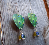 Peacock Guitar Pick Earrings with Swarovski Crystal Dangles