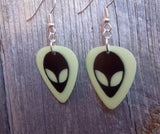 Glow in the Dark Alien Head Guitar Pick Earrings