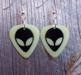 Glow in the Dark Alien Head Guitar Pick Earrings