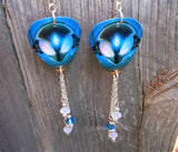 Alien Guitar Pick Earrings with Swarovski Crystal Dangles