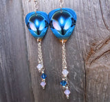 Alien Guitar Pick Earrings with Swarovski Crystal Dangles