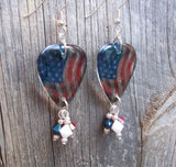 Transparent American Flag Guitar Pick Earrings with Swarovski Crystal Dangles