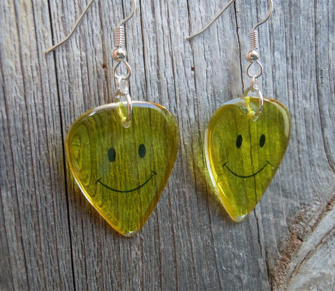 Emoji Smiley Face Transparent Guitar Pick Earrings