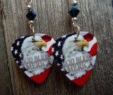 God Bless America Eagle American Flag Guitar Pick with Metallic Blue Swarovski Crystals