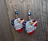God Bless America Eagle American Flag Guitar Pick with Metallic Blue Swarovski Crystals
