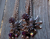 Yellow Guitar Pick Earrings with Spiders, Spikes, and More Dangles