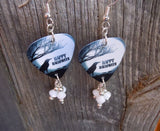Happy Halloween Raven Guitar Pick Earrings with White Swarovski Crystal Dangles