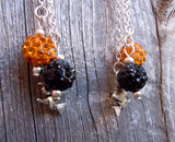 Witch on Broomstick Guitar Pick Earrings with Pave Bead and Charm Dangles