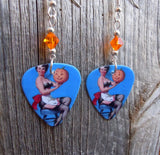 Pin Up Girl with Jack o' Lantern Guitar Pick Earrings with Orange Swarovski Crystals