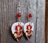 Evil Clown Guitar Pick Earrings with Red Swarovski Crystals