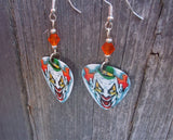 Evil Clown with a Green Hat Guitar Picks with Orange Swarovski Crystals
