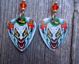 Evil Clown with a Green Hat Guitar Picks with Orange Swarovski Crystals
