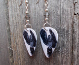 Owl Guitar Pick Earrings with Gray Swarovski Crystals