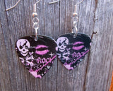 Girly Skull Rock n Roll Guitar Pick Earrings