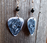 Pug Guitar Pick Earrings with Black Swarovski Crystals