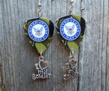Navy Insignia Camo I Love My Soldier Guitar Pick Earrings