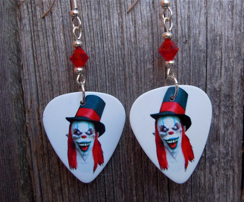 Evil Clown with Top Hat Guitar Picks with Red Swarovski Crystals