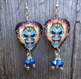 Evil Clown with Flames for Hair Guitar Picks with Blue Crystals