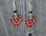 Giraffe Patterned Guitar Pick Earrings with Brown Swarovski Crystals