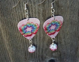 Rainbow Hearts Guitar Pick Earrings with Pink Ombre Pave Beads