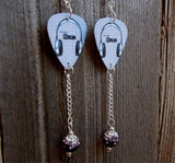 Headphone Guitar Pick Earrings with Black Ombre Pave Bead Dangles