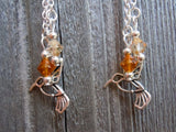 Musical Hummingbird Guitar Pick Earrings with Silver Charm and Swarovski Crystal Dangles