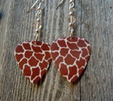 Giraffe Patterned Guitar Pick Earrings with Very Light Brown Swarovski Crystals