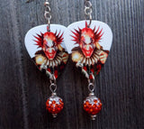 Evil Clown with a Bomb Guitar Picks with Orange Ombre Pave Bead Dangles
