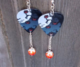 Jack o Lantern Tree Guitar Pick Earrings with Orange Ombre Pave Bead Dangles