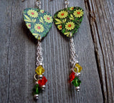 Daisy Guitar Pick Earrings with Swarovski Crystal Dangles