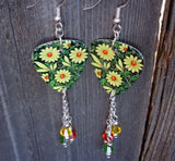 Daisy Guitar Pick Earrings with Swarovski Crystal Dangles