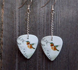 Dangling Musical Hummingbird Guitar Pick Earrings