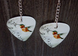 Dangling Musical Hummingbird Guitar Pick Earrings