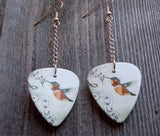 Dangling Musical Hummingbird Guitar Pick Earrings