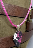 Spider Guitar Pick on a Hot Pink Rolled Cord Necklace