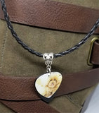 Fluffy Apricot Poodle Guitar Pick Necklace on Black Braided Cord