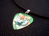 Tiger Guitar Pick Necklace on Black Suede Cord