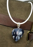 Guns n' Roses Group Picture Guitar Pick Necklace on White Rolled Cord