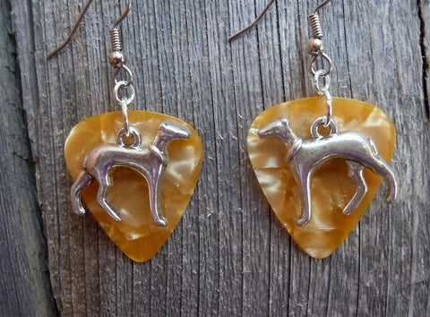 Greyhound Charm Guitar Pick Earrings - Pick Your Color